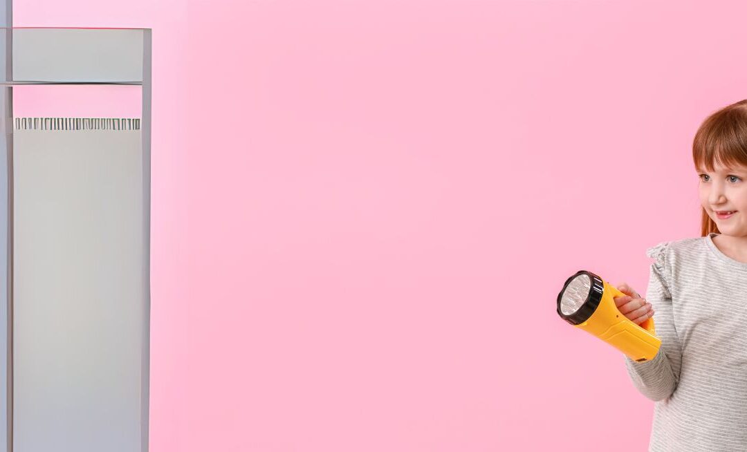 Geschwister auf Erkundungstour im Dunkeln